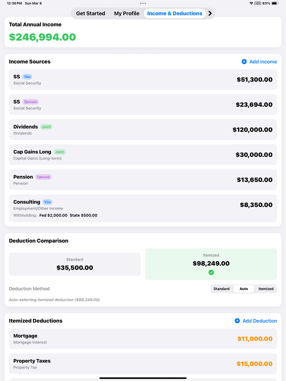 Your Complete Income Picture in One Place screenshot